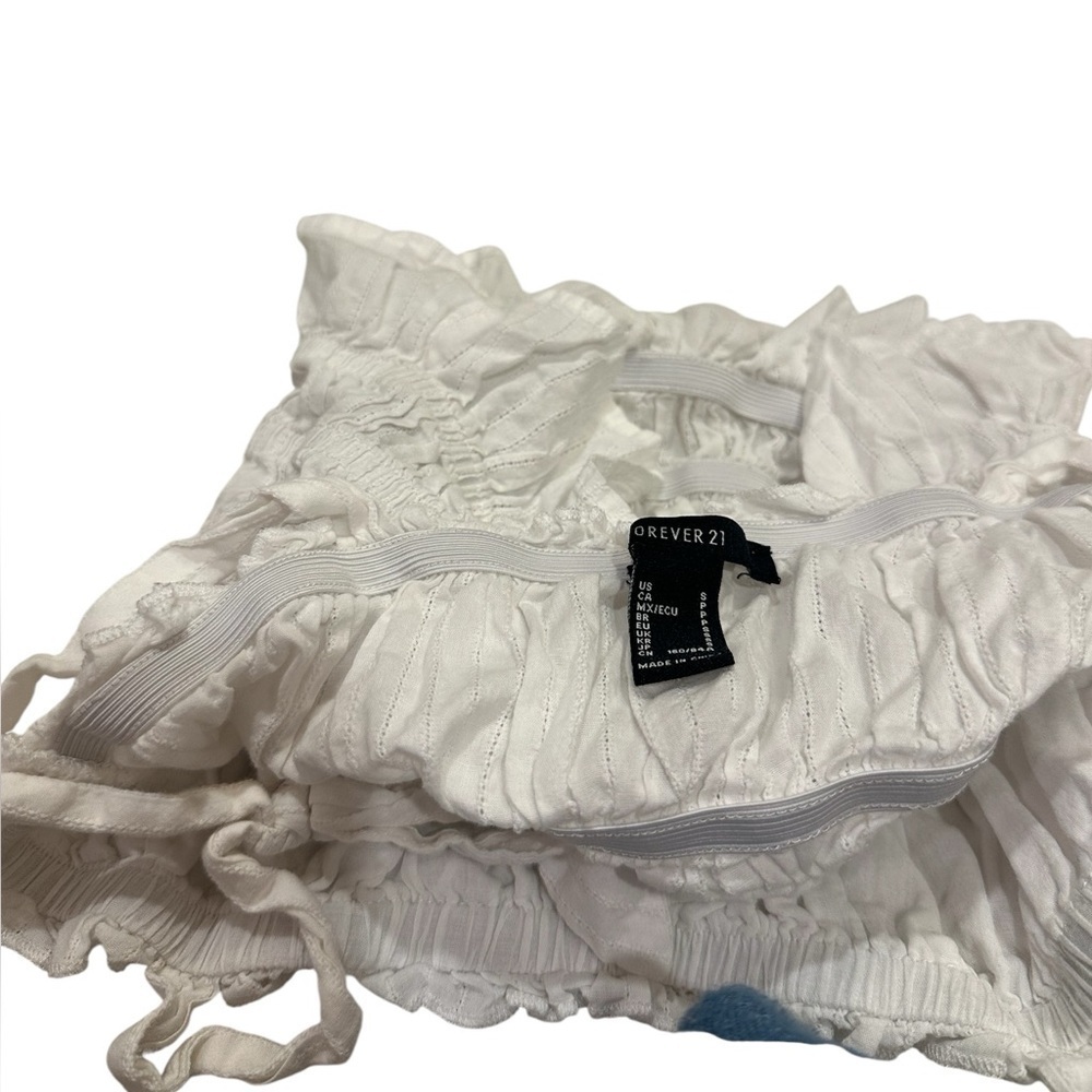 Forever 21 Women’s Eyelet Crop Top White Cotton Size Small - Picture 3 of 7